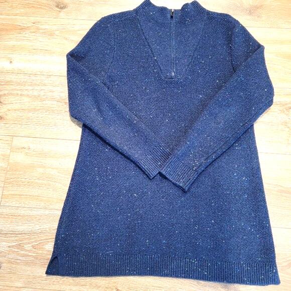 Lands' End Women's Blue Quarter Zip Mock Neck Sweater Sz M - Picture 4 of 9